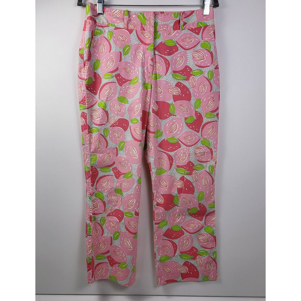 Lilly Pulitzer‎ Guava Mango Mama Fruit Capri Pants Women's 6 Vintage Pink Green
